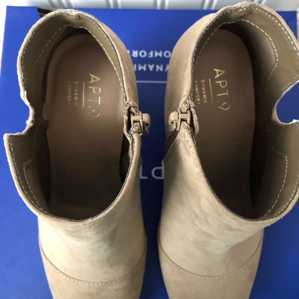 APT. 9 Taupe Peep Toe High Heel Ankle Boots - Picture 8 of 10